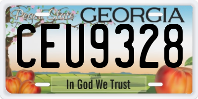 GA license plate CEU9328