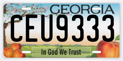 GA license plate CEU9333