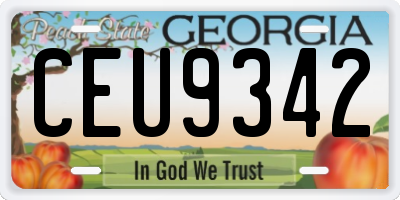 GA license plate CEU9342