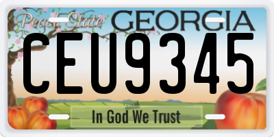 GA license plate CEU9345