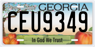 GA license plate CEU9349