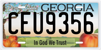 GA license plate CEU9356
