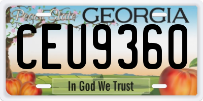GA license plate CEU9360
