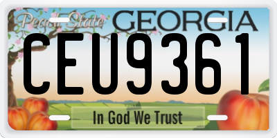GA license plate CEU9361