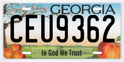 GA license plate CEU9362