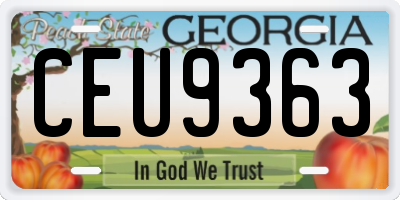 GA license plate CEU9363