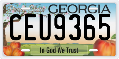 GA license plate CEU9365