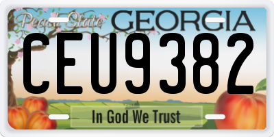 GA license plate CEU9382