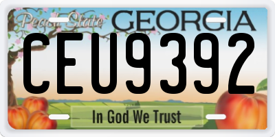 GA license plate CEU9392