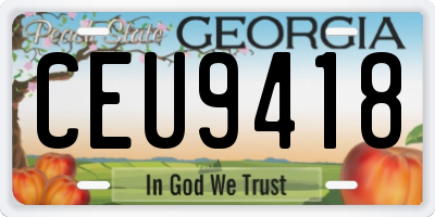 GA license plate CEU9418