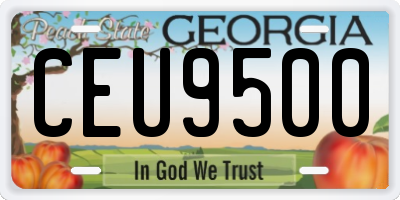 GA license plate CEU9500