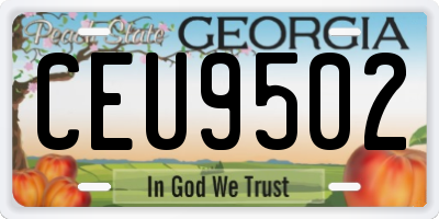 GA license plate CEU9502