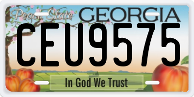 GA license plate CEU9575
