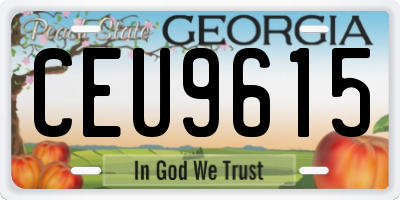 GA license plate CEU9615