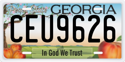 GA license plate CEU9626