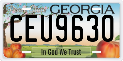 GA license plate CEU9630