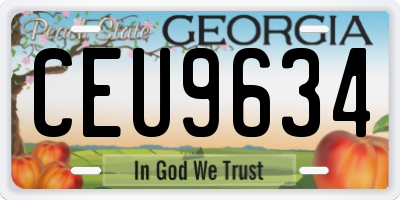 GA license plate CEU9634