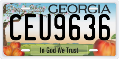 GA license plate CEU9636