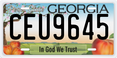 GA license plate CEU9645