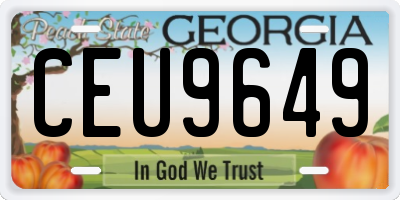 GA license plate CEU9649