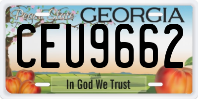 GA license plate CEU9662