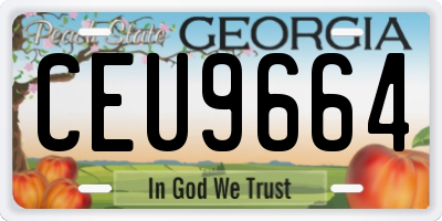 GA license plate CEU9664