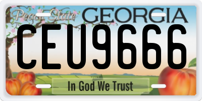 GA license plate CEU9666