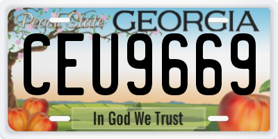 GA license plate CEU9669