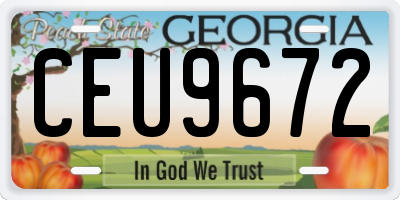 GA license plate CEU9672