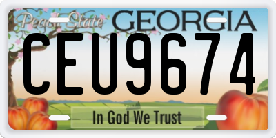 GA license plate CEU9674