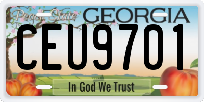 GA license plate CEU9701