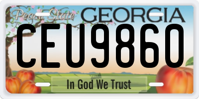 GA license plate CEU9860