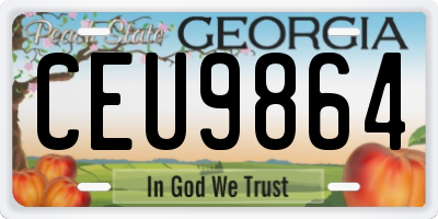 GA license plate CEU9864