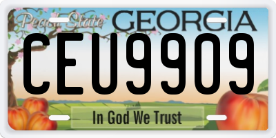 GA license plate CEU9909