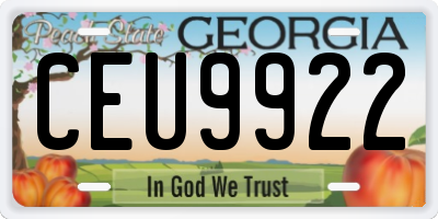 GA license plate CEU9922