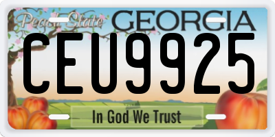 GA license plate CEU9925
