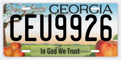 GA license plate CEU9926