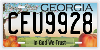 GA license plate CEU9928