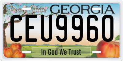 GA license plate CEU9960