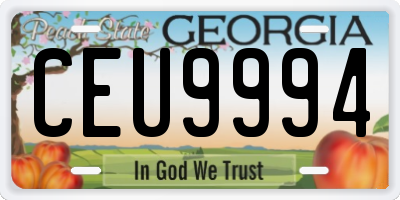 GA license plate CEU9994