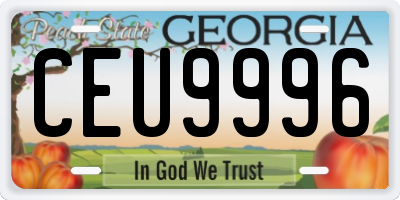 GA license plate CEU9996