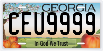 GA license plate CEU9999