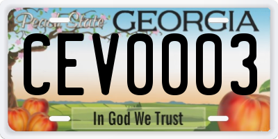 GA license plate CEV0003