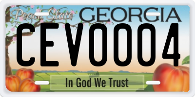 GA license plate CEV0004
