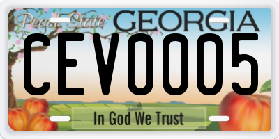 GA license plate CEV0005