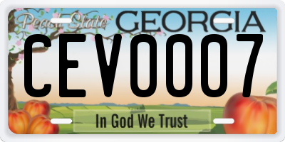 GA license plate CEV0007