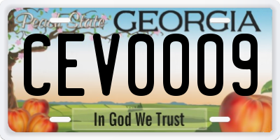 GA license plate CEV0009