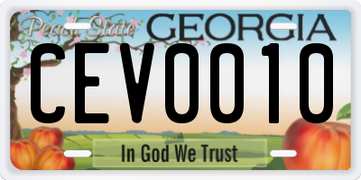 GA license plate CEV0010