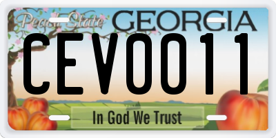 GA license plate CEV0011