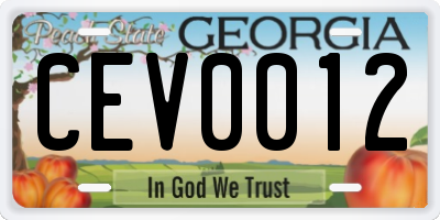 GA license plate CEV0012